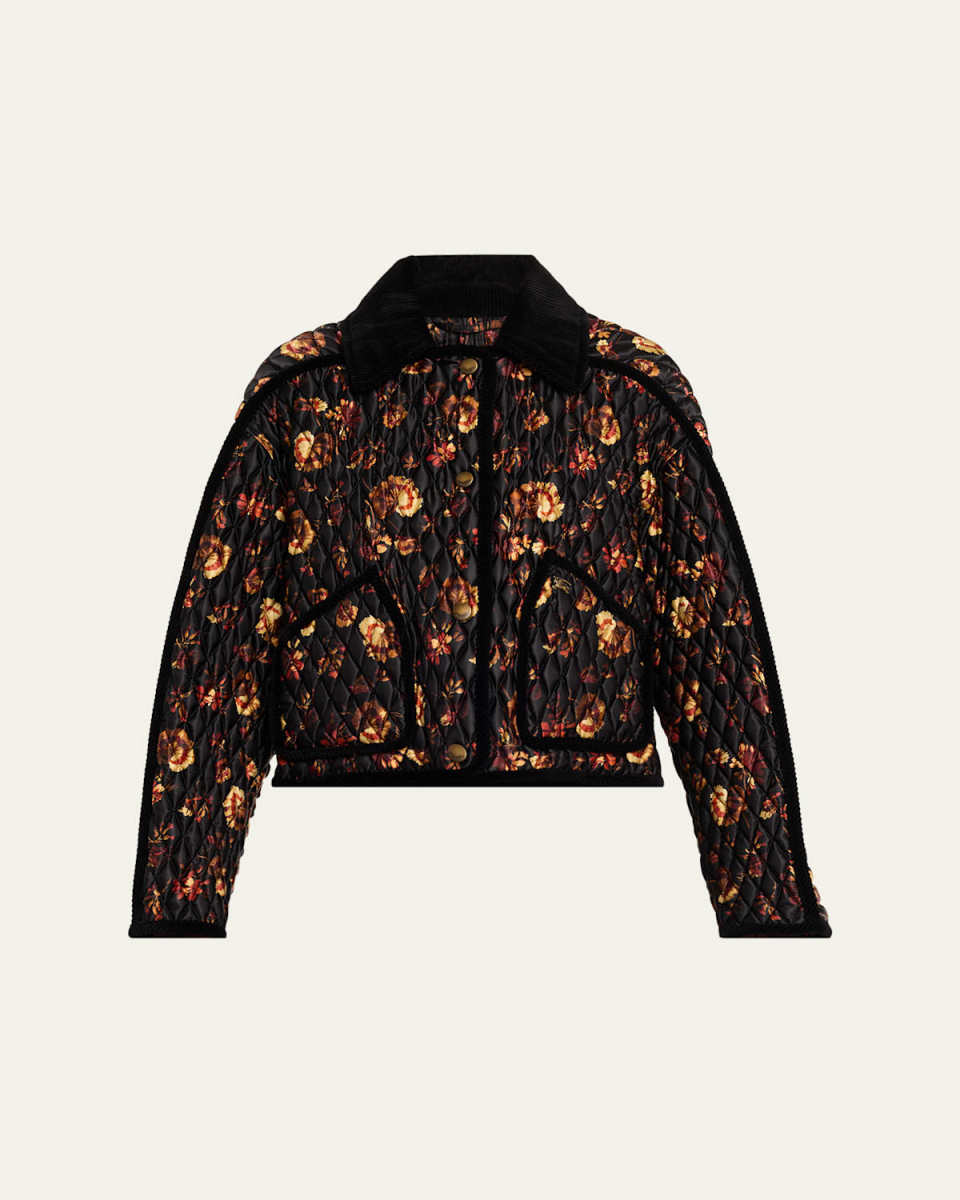 Floriston Corduroy-Trim Quilted Barn Jacket